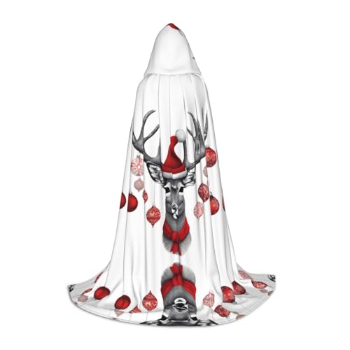 AMHMNZDXH Lustiger Weihnachtsumhang mit Elch-Druck, Kapuzenumhang für Teenager, Halloween, Cosplay, Party, Tanz AMHMNZDXH Lustiger Weihnachtsumhang mit Elch-Druck, Kapuzenumhang für Teenager, Halloween, Cosplay, Party, Tanz von AMHMNZDXH