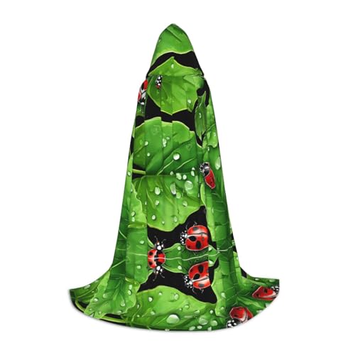 AMHMNZDXH Mit Blättern und Marienkäfern bedruckt, Kapuzenumhang für Teenager, Halloween, Cosplay, Party, Tanz AMHMNZDXH Mit Blättern und Marienkäfern bedruckt, Kapuzenumhang für Teenager, Halloween, Cosplay, Party, Tanz von AMHMNZDXH