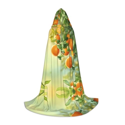 AMHMNZDXH Orange Print Kapuzenumhang für Teenager für Halloween, Cosplay, Party, Tanz von AMHMNZDXH