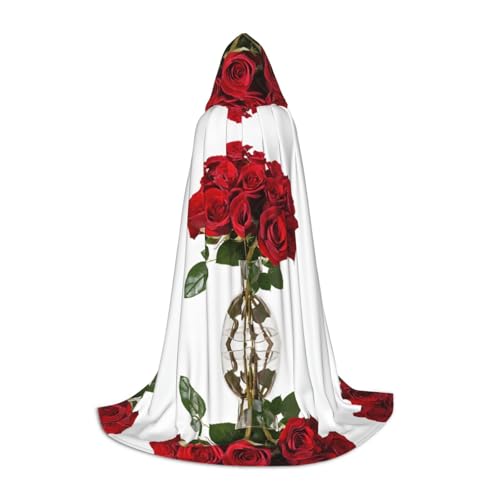 AMHMNZDXH Rosen-Druck Kapuzenumhang für Teenager für Halloween, Cosplay, Party, Tanz von AMHMNZDXH