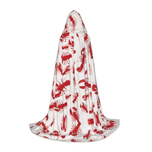 AMHMNZDXH Roter Kapuzenumhang mit Hummer-Druck, für Teenager, Halloween, Cosplay, Party, Tanz von AMHMNZDXH