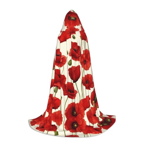 AMHMNZDXH Roter Mohnblumen-Aufdruck, Kapuzenumhang für Teenager, Halloween, Cosplay, Party, Tanz AMHMNZDXH Roter Mohnblumen-Aufdruck, Kapuzenumhang für Teenager, Halloween, Cosplay, Party, Tanz von AMHMNZDXH