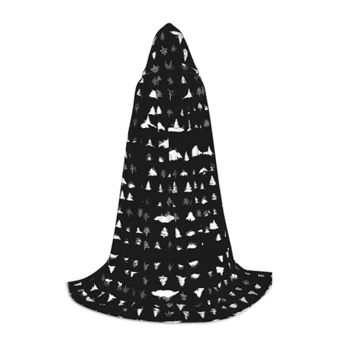 AMHMNZDXH Schwarz-Weiß-Baum-Druck Kapuzenumhang für Teenager für Halloween, Cosplay, Party, Tanz AMHMNZDXH Schwarz-Weiß-Baum-Druck Kapuzenumhang für Teenager für Halloween, Cosplay, Party, Tanz von AMHMNZDXH