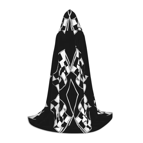 AMHMNZDXH Schwarz-weiße Formel karierte Flaggen Muster Druck Kapuzenumhang für Teenager für Halloween, Cosplay, Party, Tanz AMHMNZDXH Schwarz-weiße Formel karierte Flaggen Muster Druck Kapuzenumhang für Teenager für Halloween, Cosplay, Party, Tanz von AMHMNZDXH