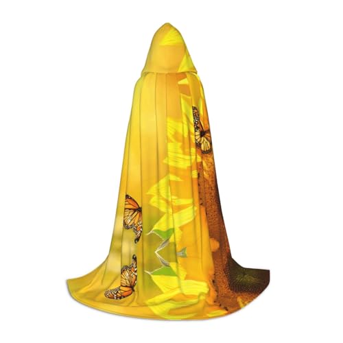 AMHMNZDXH Sonnenblumen-Schmetterlings-Umhang mit sonnigem Druck, Kapuzenumhang für Teenager, Halloween, Cosplay, Party, Tanz AMHMNZDXH Sonnenblumen-Schmetterlings-Umhang mit sonnigem Druck, Kapuzenumhang für Teenager, Halloween, Cosplay, Party, Tanz von AMHMNZDXH