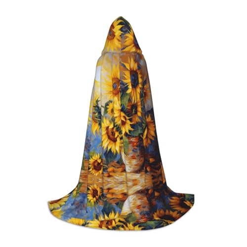 AMHMNZDXH Sonnenblumen Sonnendruck Kapuzenumhang für Teenager für Halloween, Cosplay, Party, Tanz von AMHMNZDXH