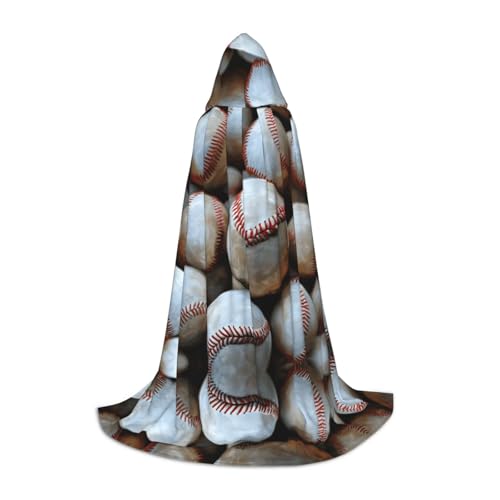 AMHMNZDXH Sport Ball Baseball Druck Kapuzenumhang für Teenager für Halloween, Cosplay, Party, Tanz von AMHMNZDXH