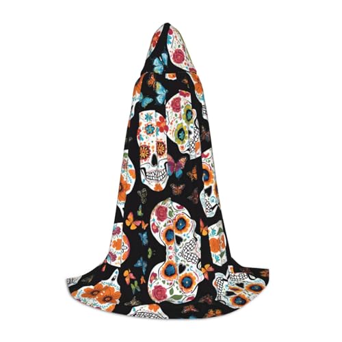 AMHMNZDXH Sugar Skulls Print Kapuzenumhang für Teenager für Halloween, Cosplay, Party, Tanz AMHMNZDXH Sugar Skulls Print Kapuzenumhang für Teenager für Halloween, Cosplay, Party, Tanz von AMHMNZDXH
