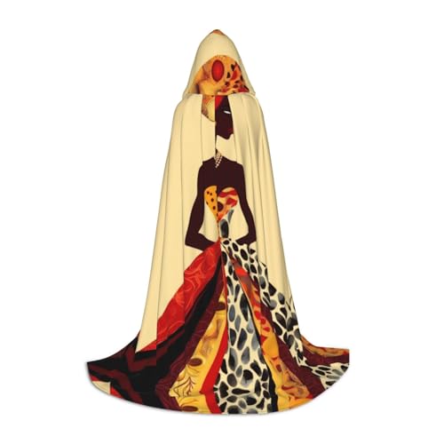 AMHMNZDXH Traditionelles afrikanisches Mädchen Malerei Druck Kapuzenumhang für Teenager für Halloween, Cosplay, Party, Tanz von AMHMNZDXH