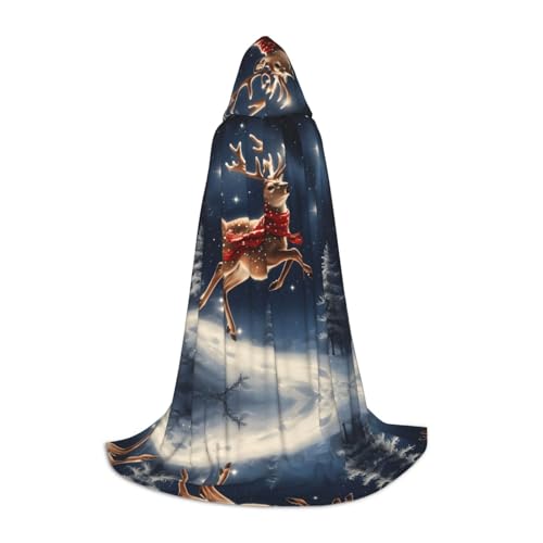 AMHMNZDXH Weihnachtlicher Elch-Druck Kapuzenumhang für Teenager für Halloween, Cosplay, Party, Tanz AMHMNZDXH Weihnachtlicher Elch-Druck Kapuzenumhang für Teenager für Halloween, Cosplay, Party, Tanz von AMHMNZDXH