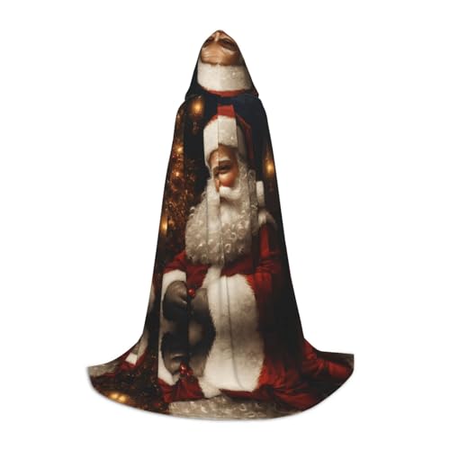 AMHMNZDXH Weihnachtsmann-Weihnachtsdruck Kapuzenumhang für Teenager für Halloween, Cosplay, Party, Tanz von AMHMNZDXH