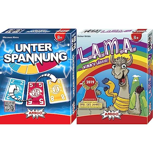 AMIGO 1603 - Kartenspiel, Unter Spannung, 8 Jahre to 99 Jahre & Spiel + Freizeit Spielkarten 01907 - LAMA von AMIGO