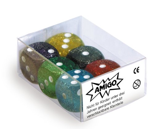 Würfel-Set - Glitter W6 (6 Würfel), verschiedene Farben von AMIGO
