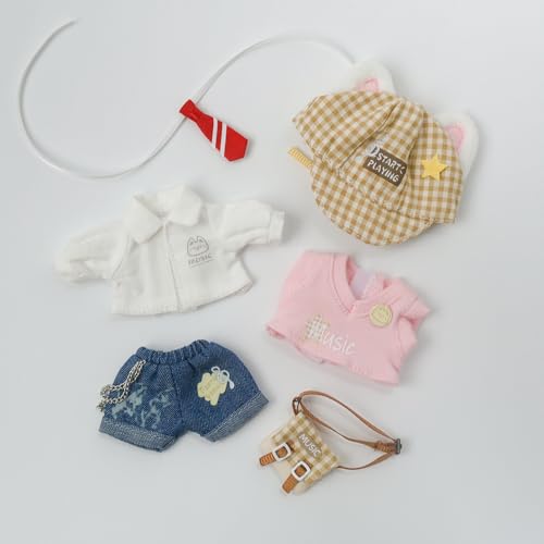 AMITD 1/12 BJD Doll Clothes Cute Fashion Top Pants Hat Bag Set for Ob11 GSC Body9 YMY Dolls Accessories Clothing (Pink) von AMITD