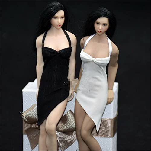 AMITD 1/12 Maßstab Damenbekleidung, Ice Silk Dress Skirt Clothes for 6inch Action Figure Körper Doll (Black) von AMITD