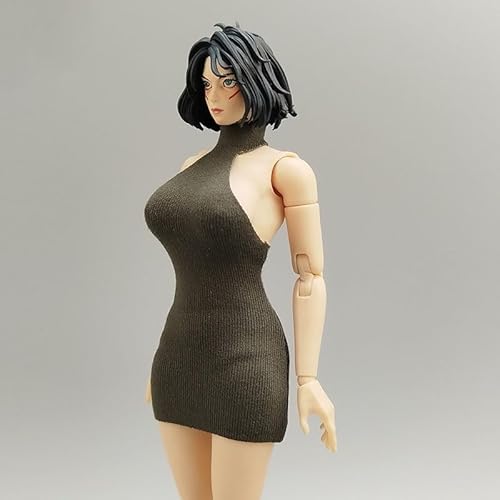AMITD 1/12 Maßstab Damenbekleidung,Weibliche High Neck Backless Dress Sleeveless Long Skirt Clothing Accessory for 6inch Action Figure Körper (Green) von AMITD