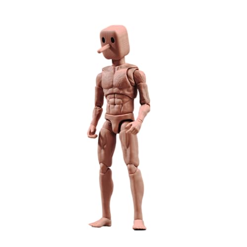 AMITD 1/12 Maßstab Männliche Aktionsfigur, 6 Zoll superflexibel, starker muskulöser Körper, Notaman Square Head, Miniaturpuppe (NT-02 schmale Schultern, schlank) von AMITD
