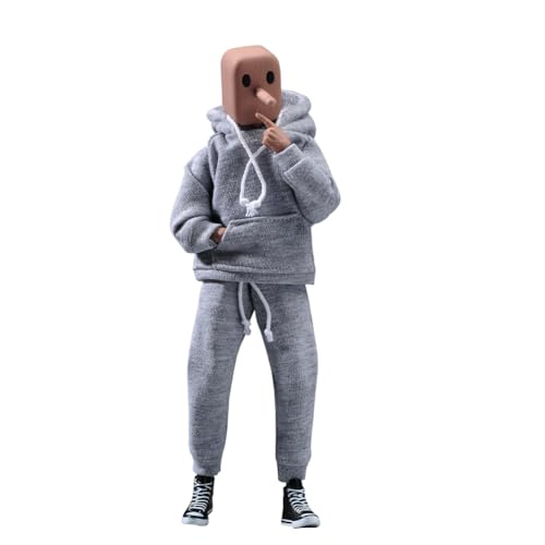AMITD 1/12 Maßstab Male Clothes,Men's Hoodie Pants Trousers Clothing for 6inch Männliche Aktionsfigur Körper Doll (Gray Color) von AMITD