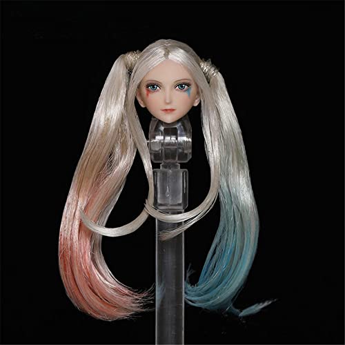 AMITD 1/12 Maßstab Weibliche Kopfskulptur,Anime Girl Pale Skin Head Carved for 6inch Seamless Action Figure Körper Collection (E) von AMITD
