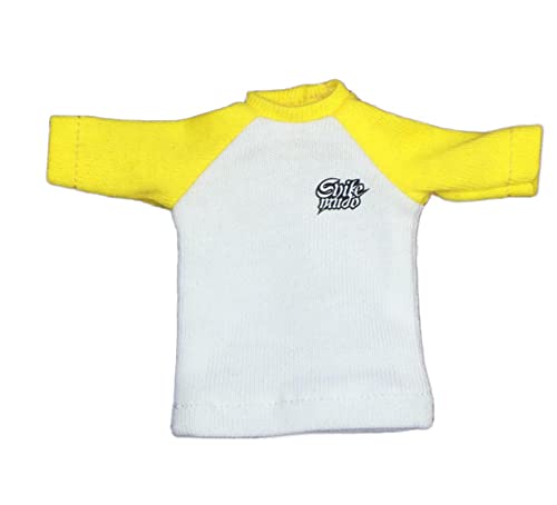 AMITD 1/12 Scale Female Male Accessories Clothes T Shirt for 6 inch Action Figure Yellow von AMITD