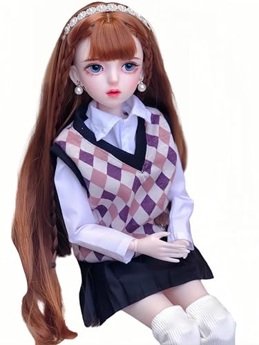 AMITD 1/3 BJD Doll Kawaii Doll Move Joints Handmade Makeup Cute 24 Inches Collectible Cartoon Dress up Dolls Best Gift (A) von AMITD