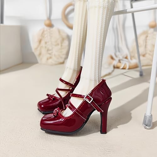 AMITD 1/4 BJD Doll Shoes Carefully Crafted Fashionable High Heels Suitable for 18 inch BJD SD Doll Gifts for Doll Lovers (Glossy Red) von AMITD