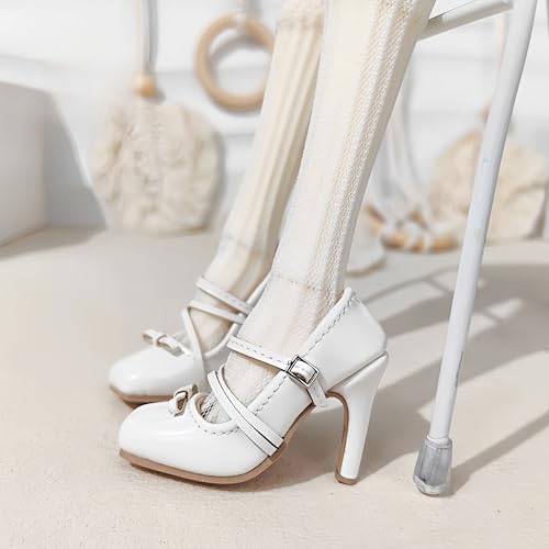AMITD 1/4 BJD Doll Shoes Carefully Crafted Fashionable High Heels Suitable for 18 inch BJD SD Doll Gifts for Doll Lovers (Glossy White) von AMITD