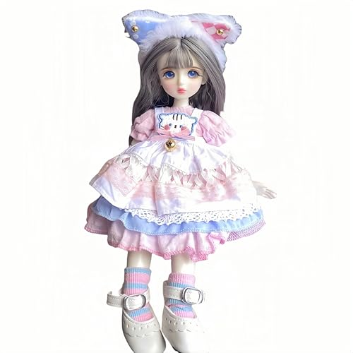 AMITD 1/6 BJD Doll Kawaii Ball Joint Doll Handmade Makeup 11.8 Inches Collectible Cartoon Dress up Dolls Best Gift (E) von AMITD