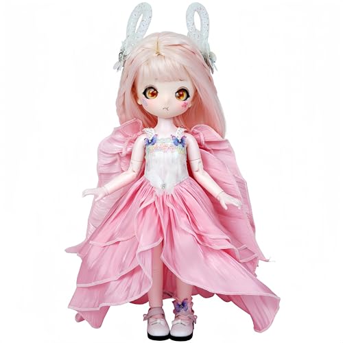 AMITD 1/6 BJD Dolls Kawaii Doll 28 Move Joints Handmade Makeup Cute 12 Inches Collectible Cartoon Dress up Dolls Best Gift (C) von AMITD