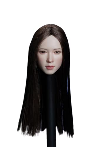 AMITD 1/6 Maßstab Asian Girl Suntan Skin Kopfskulptur Carved for 12inch Weibliche PH TBL JO Action Figure Körper Collection (Brown Straight Hair) von AMITD