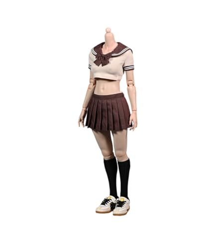 AMITD 1/6 Maßstab Damenbekleidung,Student JK Uniform Pleated Skirt Sailor Suit Clothing for 12inch Action Figure (Brown) von AMITD