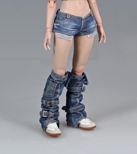 AMITD 1/6 Maßstab Damenbekleidung,Weibliche Denim Ankle Socks Calf Cuff Chaps Clothing for 12inch PH TBL JO Worldbox Action Figure (Blue) von AMITD