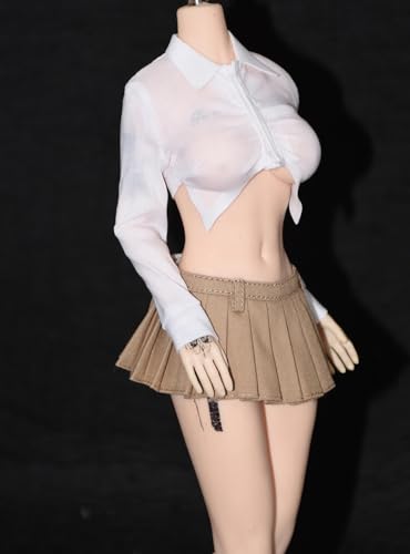 AMITD 1/6 Maßstab Damenbekleidung,Weibliche White Shirt Miniskirt Short Dress Outfit Clothing for 12inch PH TBL JO UD Action Figure Körper (1pc Khaki Short Skirt) von AMITD
