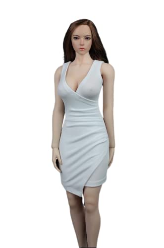 AMITD 1/6 Maßstab Damenbekleidung,Women's Sleeveless Dress Long Skirt Slim Costume Shoes Clothing for 12inch PH TBL JO FeMännliche Aktionsfigur Körper (White) von AMITD