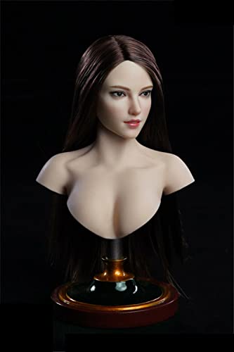 AMITD 1/6 Maßstab Weibliche Kopfskulptur, Asian Girl Pale Skin Head Carved for 12inch FeMännliche Aktionsfigur Körper Doll (Straight Hair) von AMITD