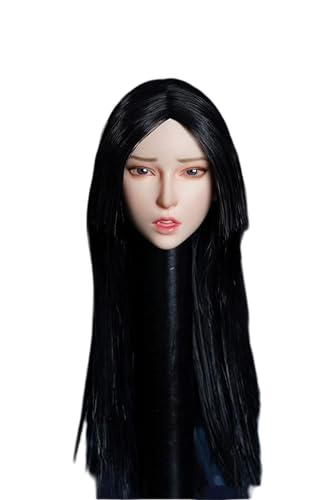 AMITD 1/6 Maßstab Weibliche Kopfskulptur,Asian Girl Expression Black Hair Head Carved for 12inch PH TBL JO Action Figure Körper (C) von AMITD