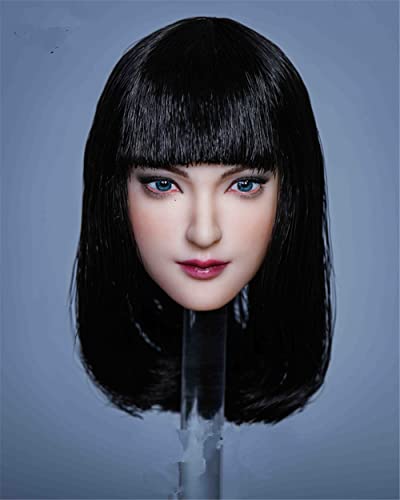 AMITD 1/6 Maßstab Weibliche Kopfskulptur,Asian Girl Planted Hair Head Carving for 12inches PH TBL JO Seamless Action Figure Körper Collection (D) von AMITD