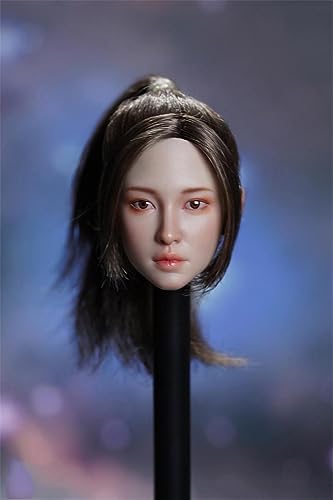 AMITD 1/6 Maßstab Weibliche Kopfskulptur,Beauty Asian Girl Suntan Skin Planted Hair Kopfskulptur Carved for 12inch PH TBL JO Action Figure Körper (F) von AMITD