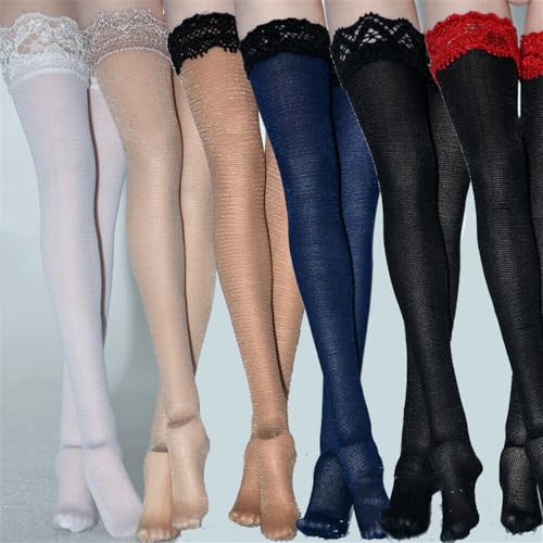 AMITD 1/6 Maßstab Weibliche Ultra Thin Silk Stockings Thigh Socks Long Stockings Clothes for 12inch PH TBL JO Seamless Action Figure (Black Color) von AMITD