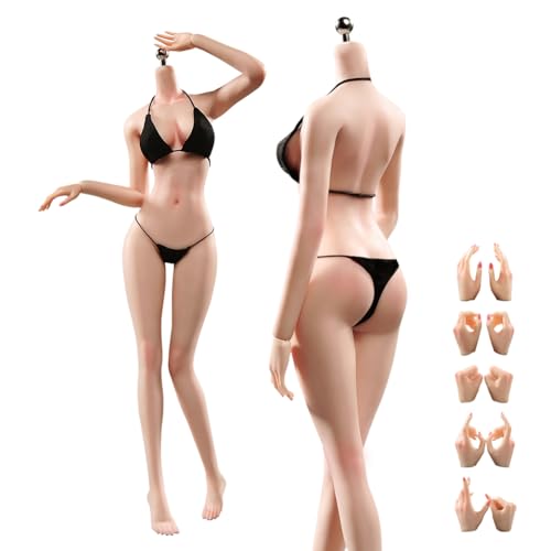 AMITD 1/6 Maßstab weiblicher Körper, 12 Zoll superflexibel, nahtlos, mit Make-up, schlank, ohne abnehmbare Füße, Miniaturfigur (Normale Haut) von AMITD