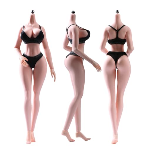 AMITD 1/6 Maßstab weiblicher Körper 12inch Super Flexible Seamless Weibliche Figure Körper with Detachable Feet Pale Skin Large Breast Miniature Action Figure Doll von AMITD