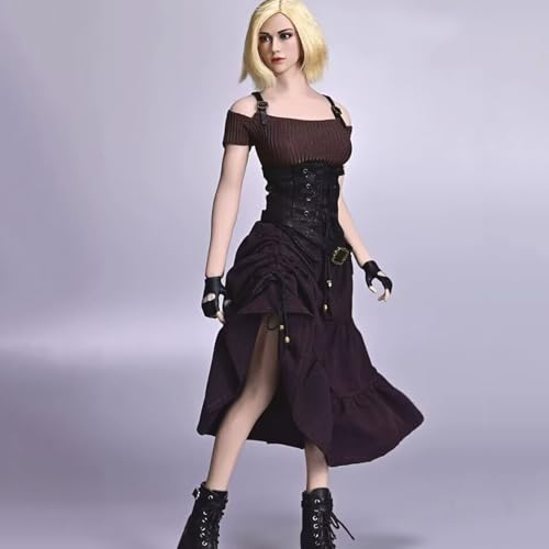 AMITD 1/6 Scale 12 Inches Female Figure Doll, Handmade Costume, Suspender Top+Long Skirt+Waist Seal+Waist Bag Outfit Set for Phicen,TBLeague JIAOU (Coffee) von AMITD