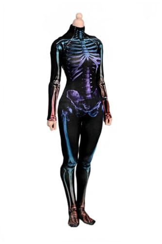 AMITD 1/6 Scale Female Accessories Jumpsuit Heroine one-Piece Tights for 12 inch Woman Action Figure Colorful Skull and Bones Pattern F von AMITD