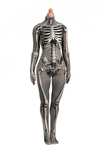 AMITD 1/6 Scale Female Accessories Jumpsuit Heroine one-Piece Tights for 12 inch Woman Action Figure Sand-Colored Skull Pattern G von AMITD