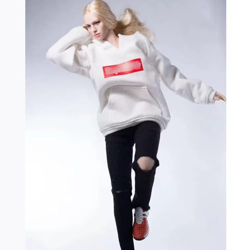 AMITD 1/6 Scale Female Clothes,Female Hoodie Coat Top Clothes for 12inch PH TBL JO Action Figure (White) von AMITD