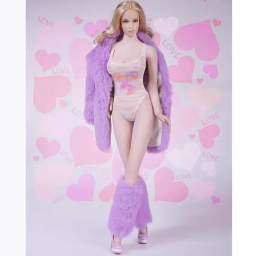 AMITD 1/6 Scale Female Figure Doll Clothes, Coat+Swimsuit+High Heels Shoes+Leg Sleeves Outfit Costume for 12 inch Female Action Figure Phicen/TBLeague (Purple) von AMITD
