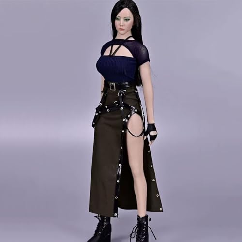 AMITD 1/6 Scale Female Figure Doll Clothes, Handmade Battle Suit, Long Skirt+Bra+Belt Outfit for 12 inch Action Figure Phicen,TBLeague (Blue) von AMITD