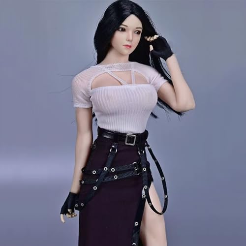 AMITD 1/6 Scale Female Figure Doll Clothes, Handmade Battle Suit, Long Skirt+Bra+Belt Outfit for 12 inch Action Figure Phicen,TBLeague (White) von AMITD