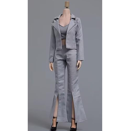 AMITD 1/6 Scale Female Figure Doll Clothes, Handmade Full Suit,Jacket+Pants+Underwear+High Heels Shoes Outfit for 12 inch Female Action Figure (Grey) von AMITD