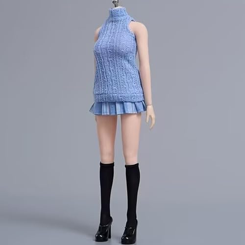 AMITD 1/6 Scale Female Figure Doll Clothes, Sweater+Skirt+Socks+Shoes+Underwear Uniform Costume for 12 inch Female Action Figure Body Phicen/TBLeague (Blue) von AMITD